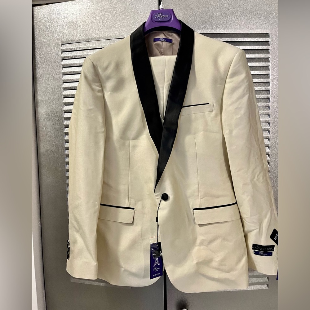 MENS DOUBLE BREASTED SUPER 180 WOOL 3 PIECE SLIM FIT TUXEDO